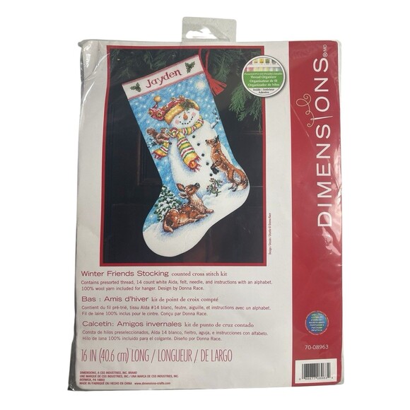 Dimensions Winter Friends Christmas Stocking 16" Cross Stitch Kit Fox Deer New - Picture 2 of 6